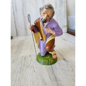 Vintage Italian Joseph Shepherd paper mache 77 Nativity village Xmas decor staff